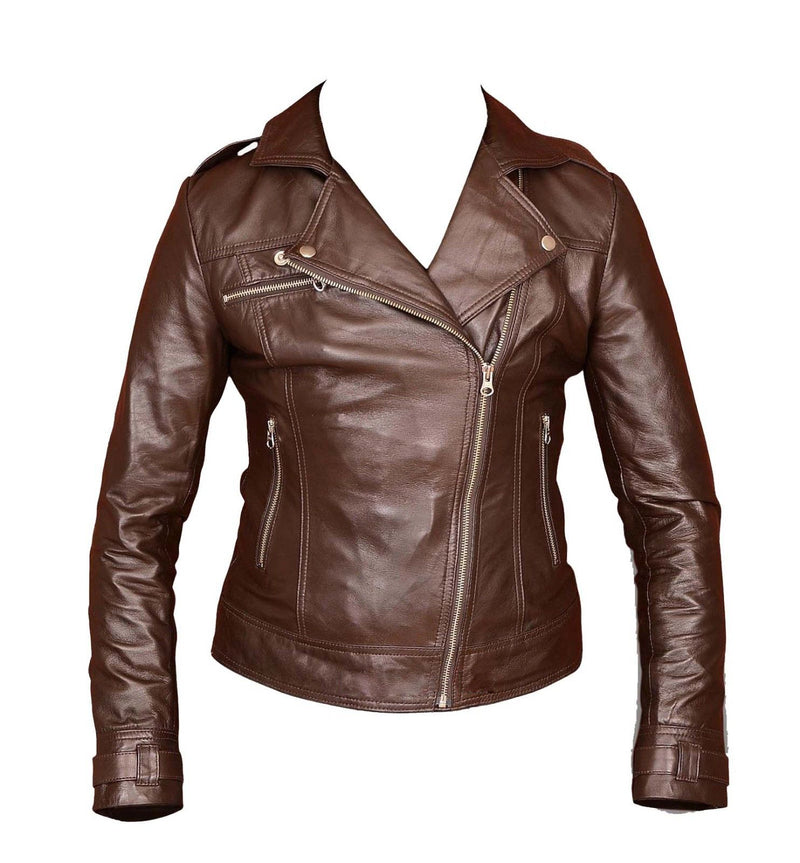 Кожаные куртки женские коричневые