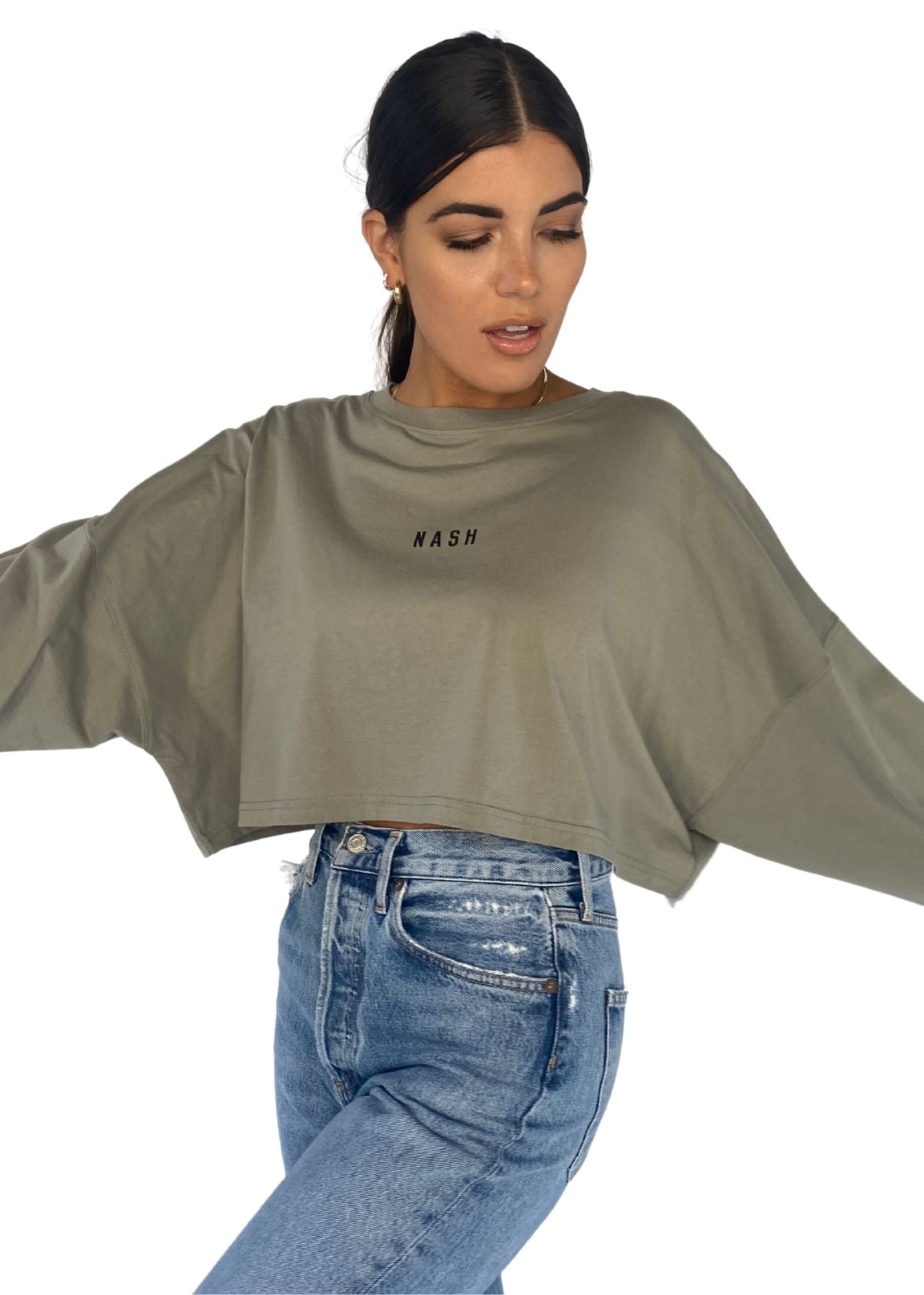 NASH COLLECTION | Riley Crop L/S in Olive
