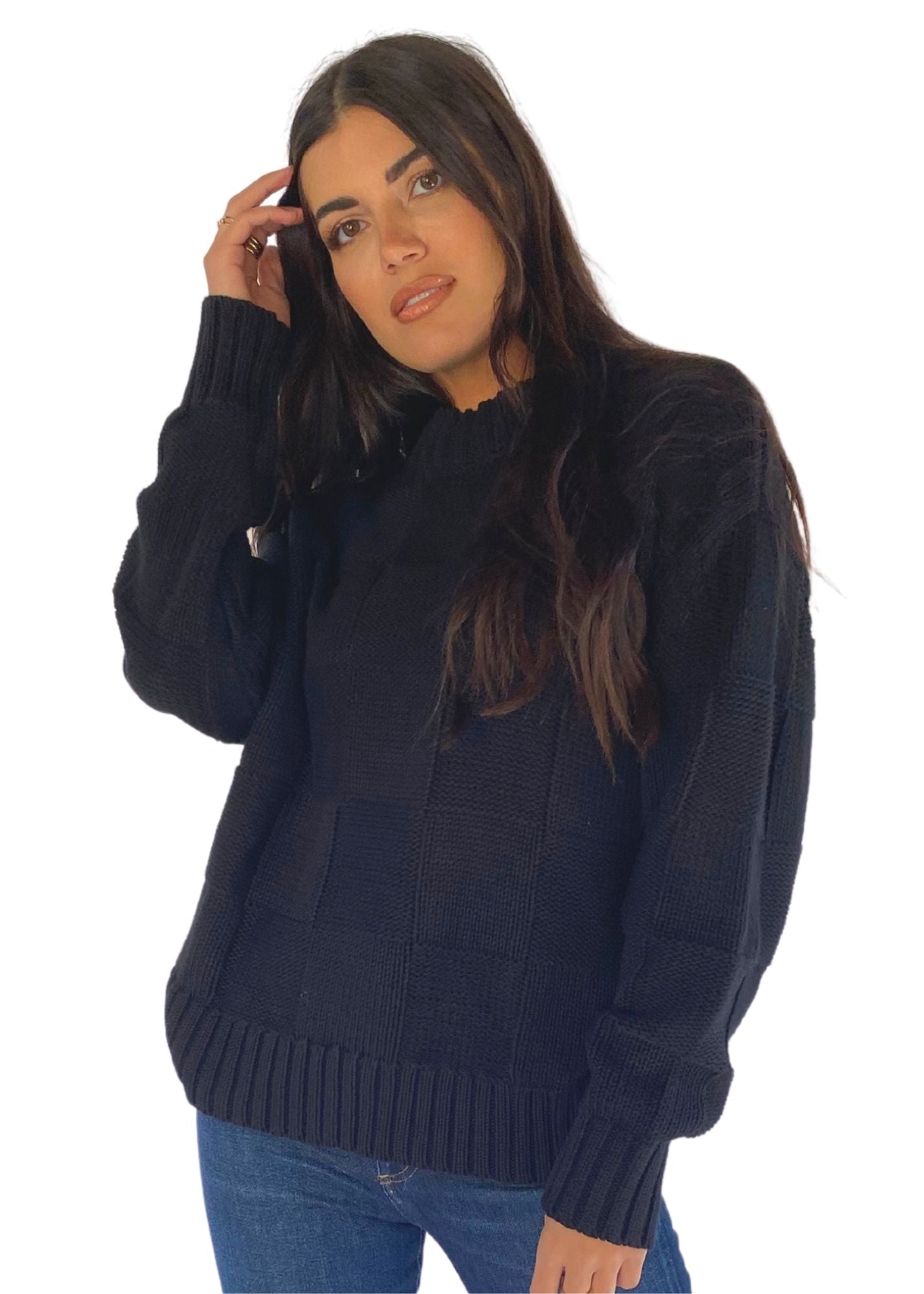 PISTOLA | Jada Chunky Crewneck Pullover in Midnight