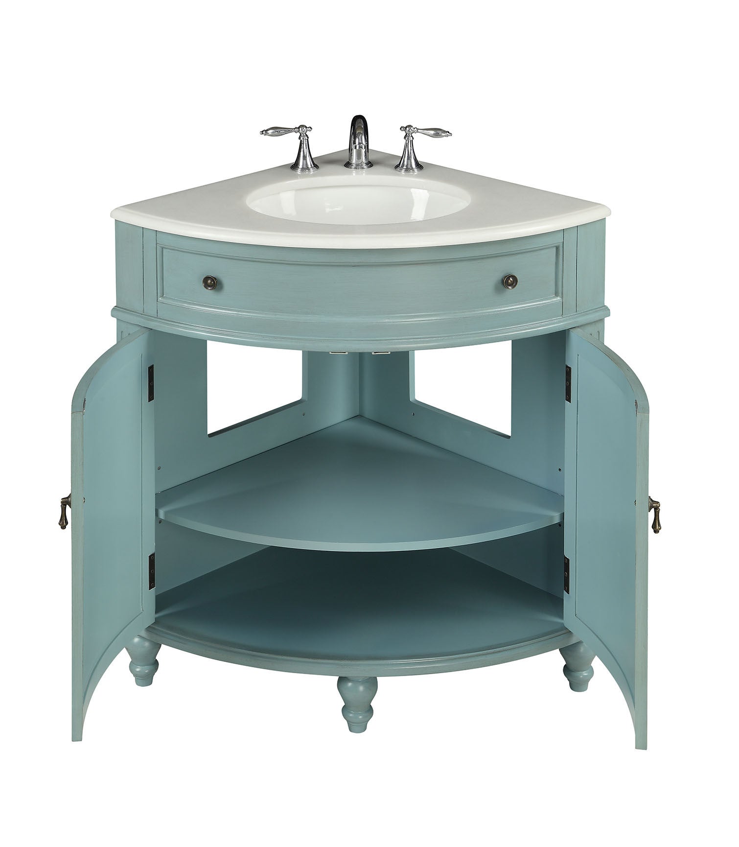 24 Benton Collection Light Blue Thomasville Corner Bathrrom Sink