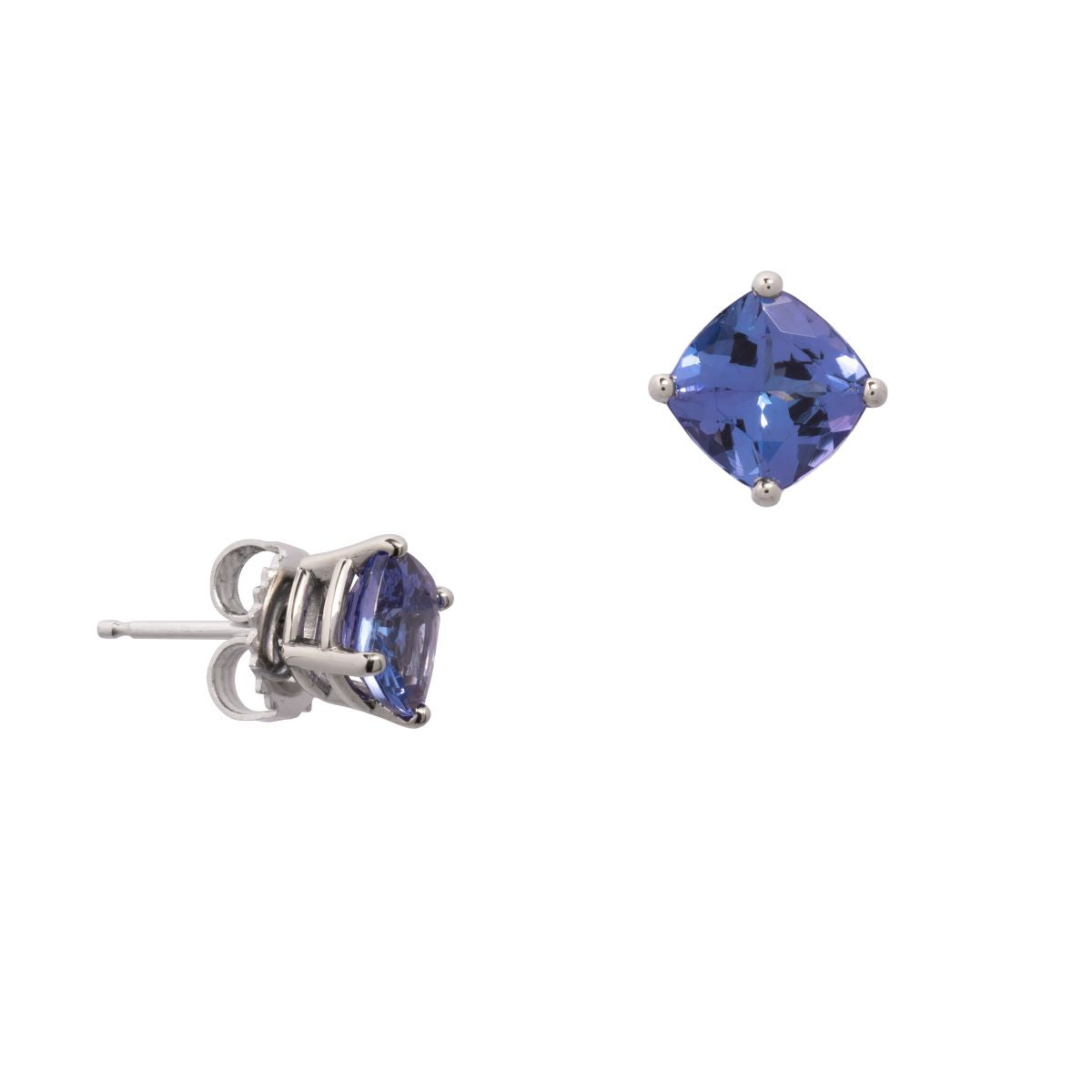 Cushion Tanzanite Stud Earrings