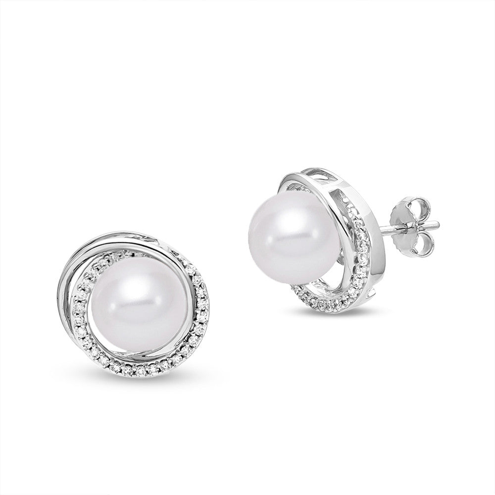 pearl earrings with diamonds around