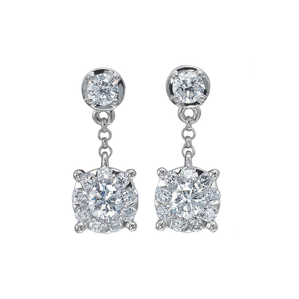 Bouquet Diamond Stud Dangle Earrings 