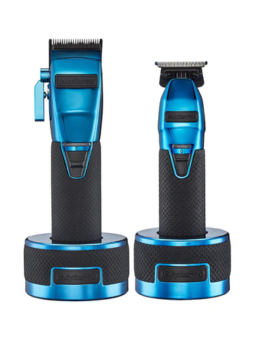 BaBylissPRO BlueFX Boost+ Lithium Clipper & Skeleton Trimmer w/ Charging Base Sets - Limited Edition