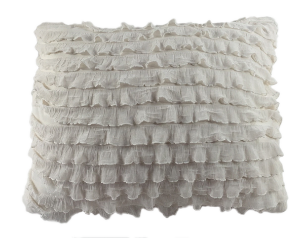 White ruffled pillow
