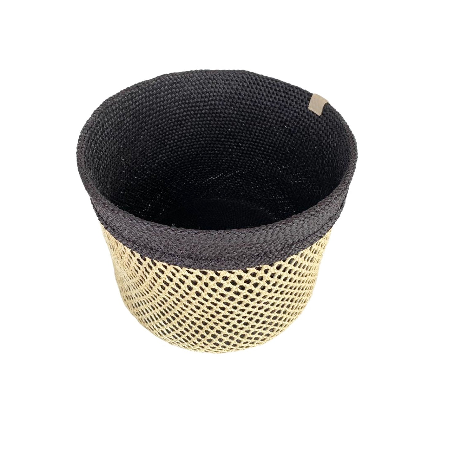 Two-in-one Woven Basket: Black and Natural Mesh