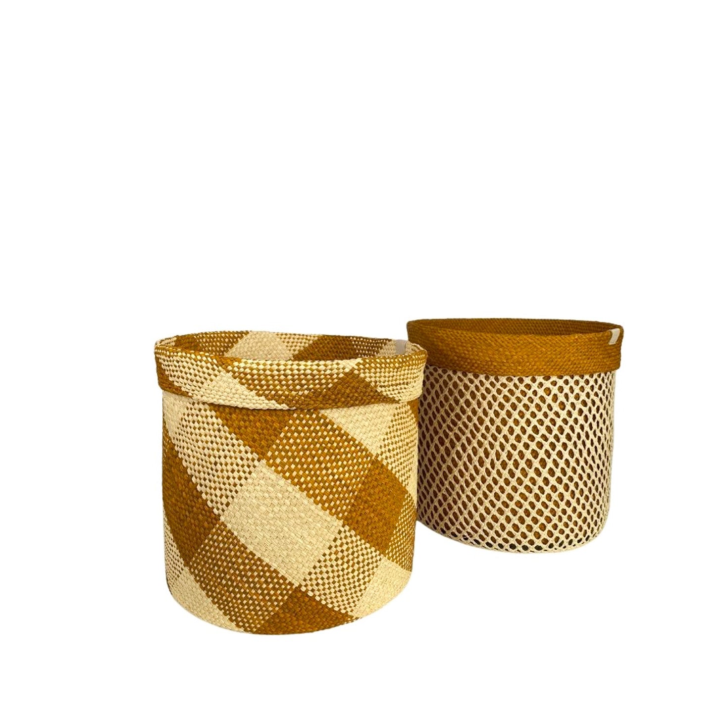 Woven All Purpose Basket: Brown Gingham