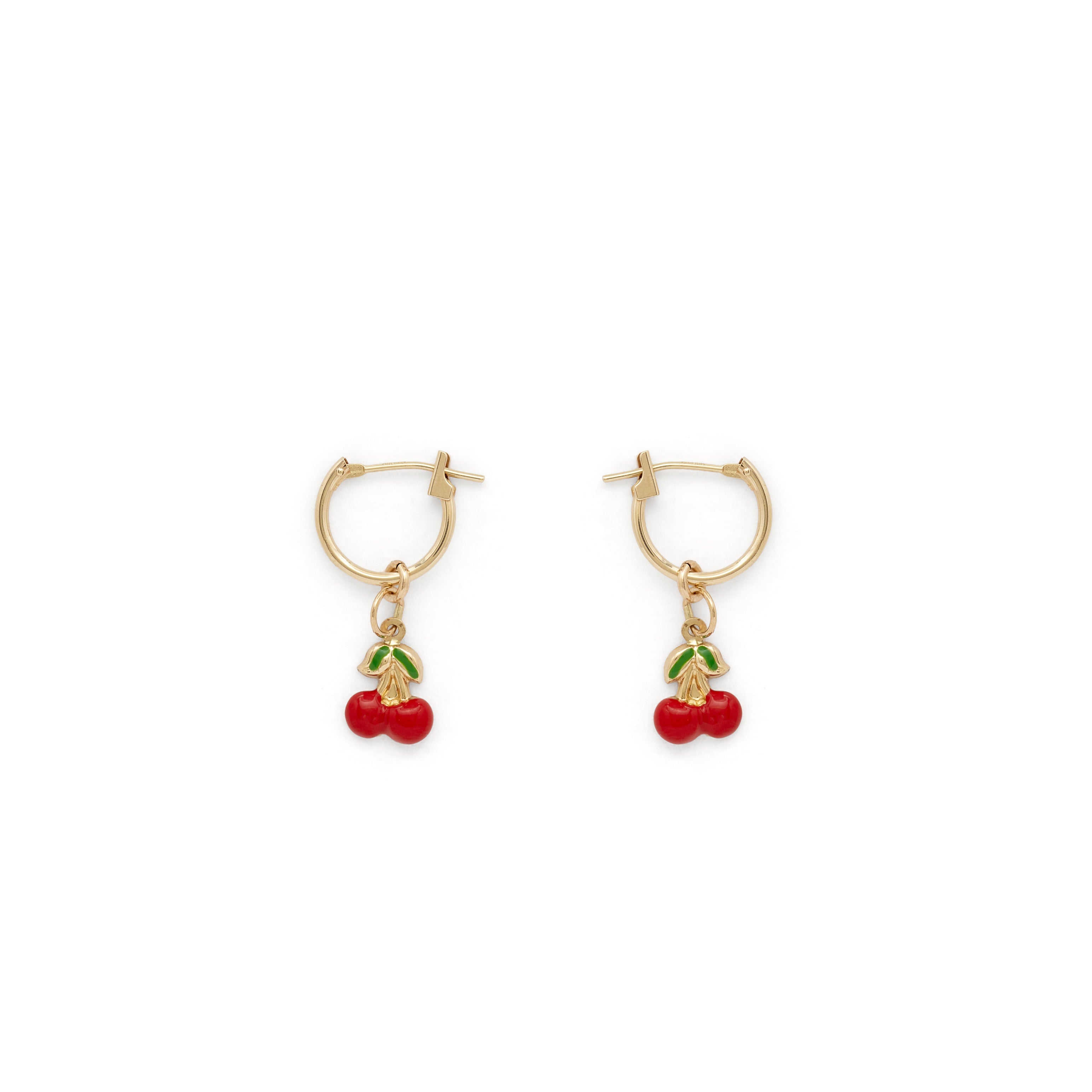 Heidi cherry hoops (14k yellow gold)