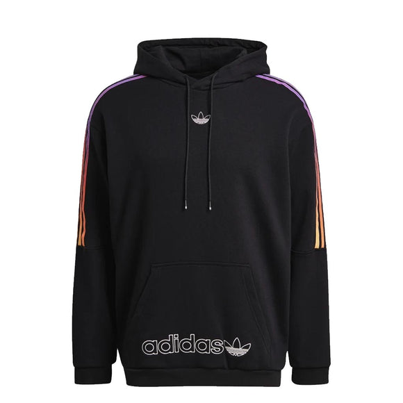 adidas black hoodie with white stripes