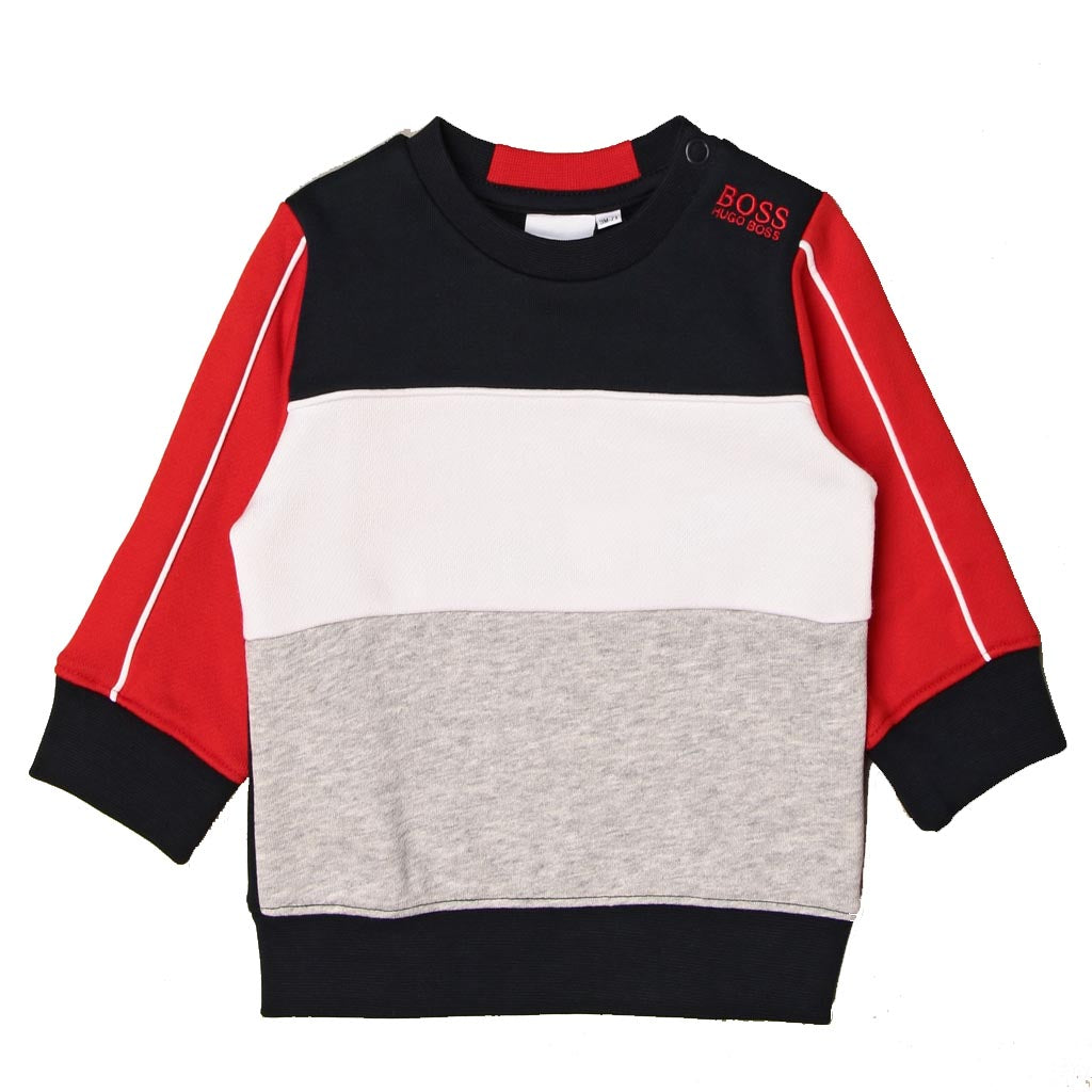 red and black hugo boss jumper