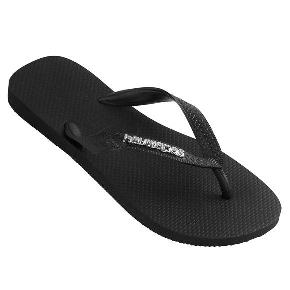 black havaianas with silver logo