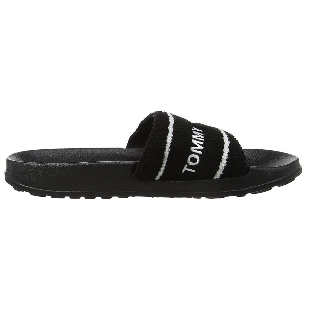 tommy hilfiger slides black and white