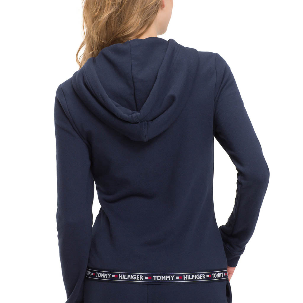 tommy hilfiger full zip tape hoodie navy