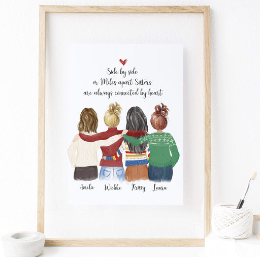 Personalized Daughters and Mom Print Art 3 Daughters Digital — Glacelis