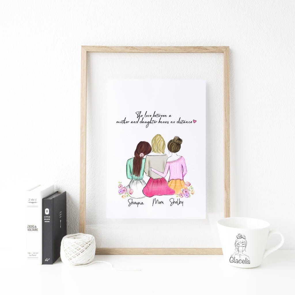 Personalized Daughters And Mom Wall Art Glacelis