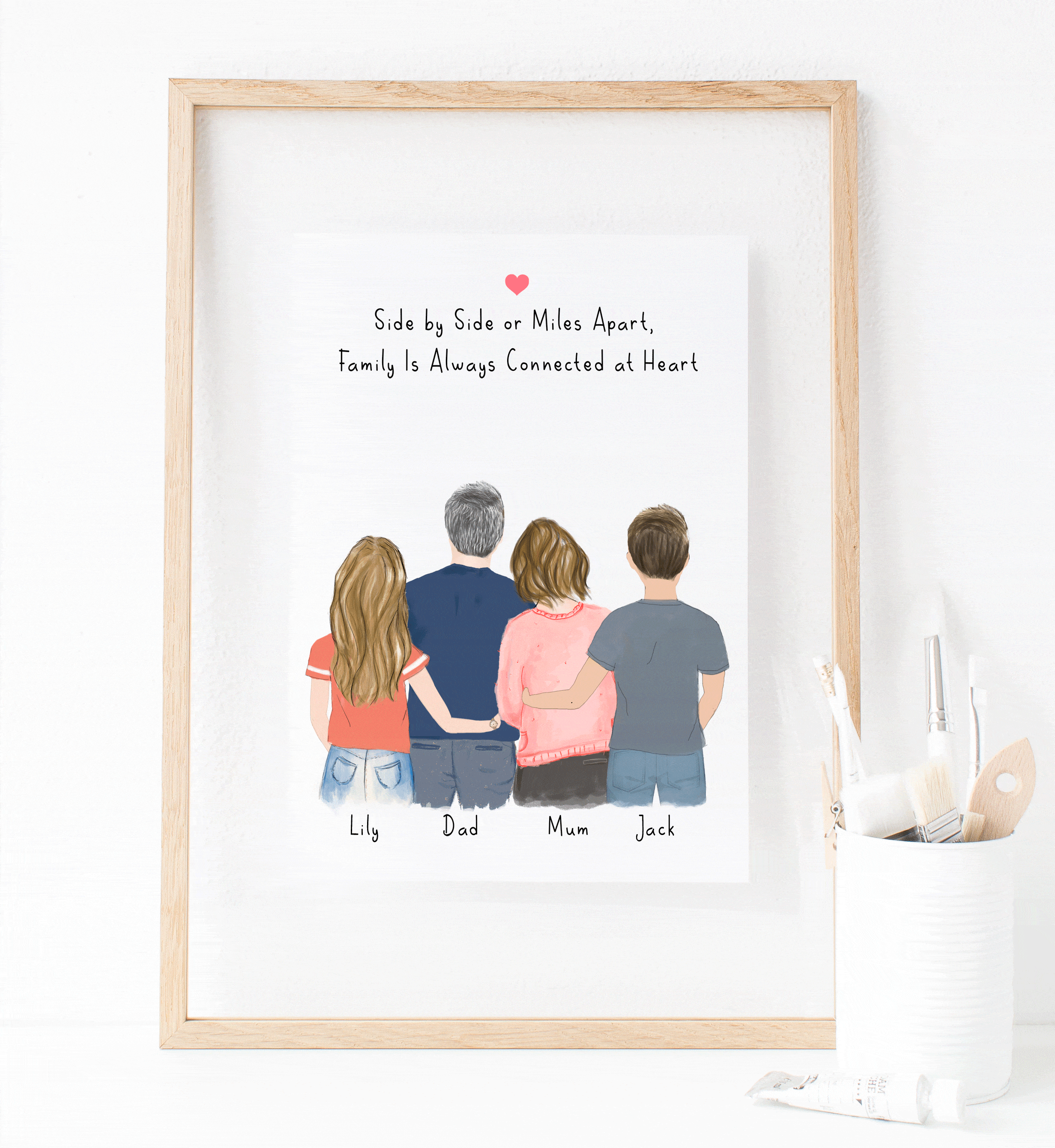 Family Of Four Mom Dad Daughter And Son Print Art Glacelis