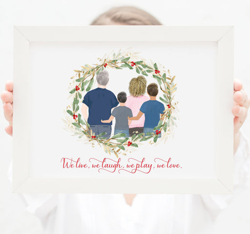 Family of four wall art Mom, dad and two teenager boys — Glacelis