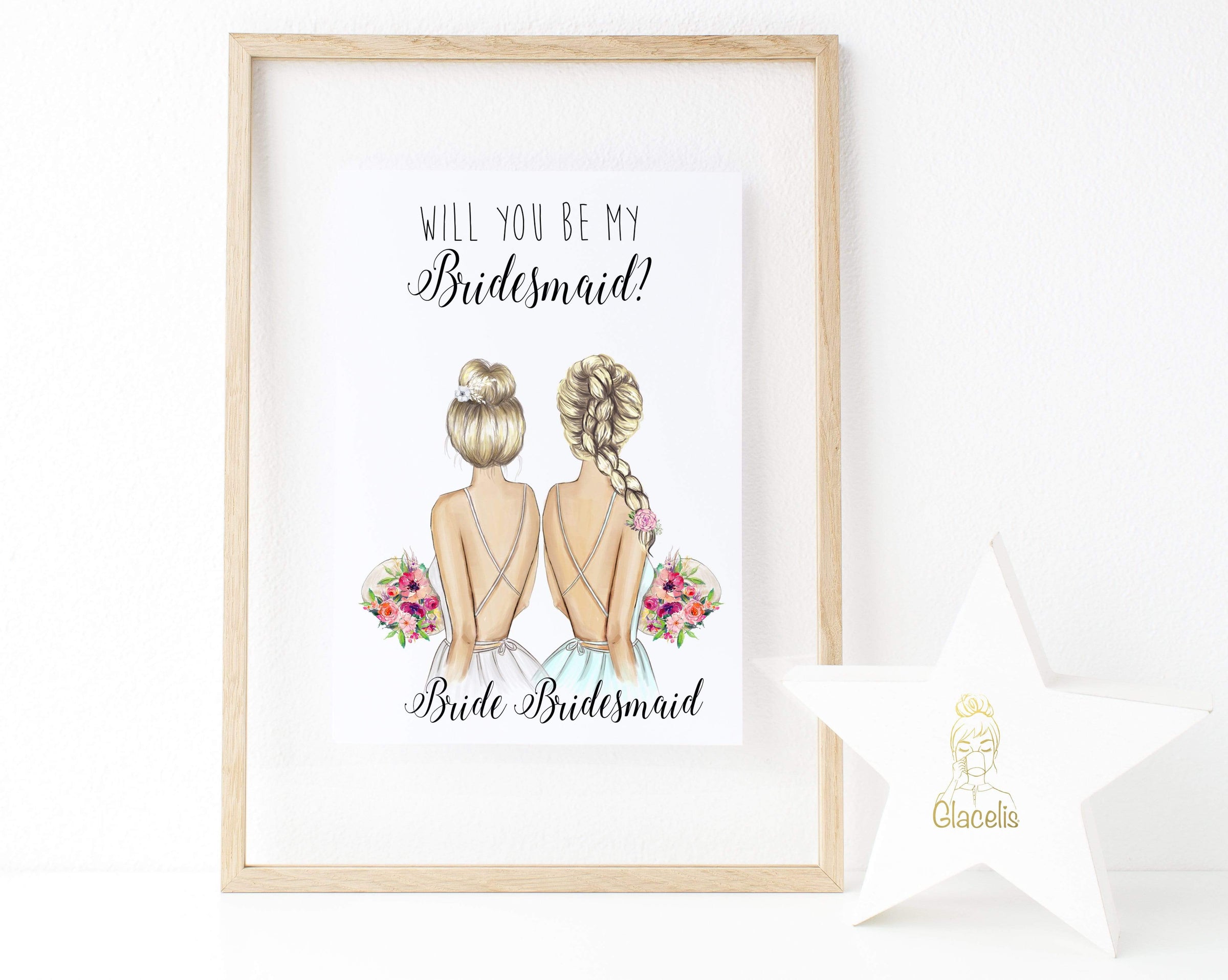 bride and bridesmaid print