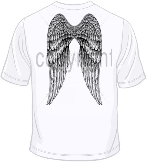 angel wings on back of shirt