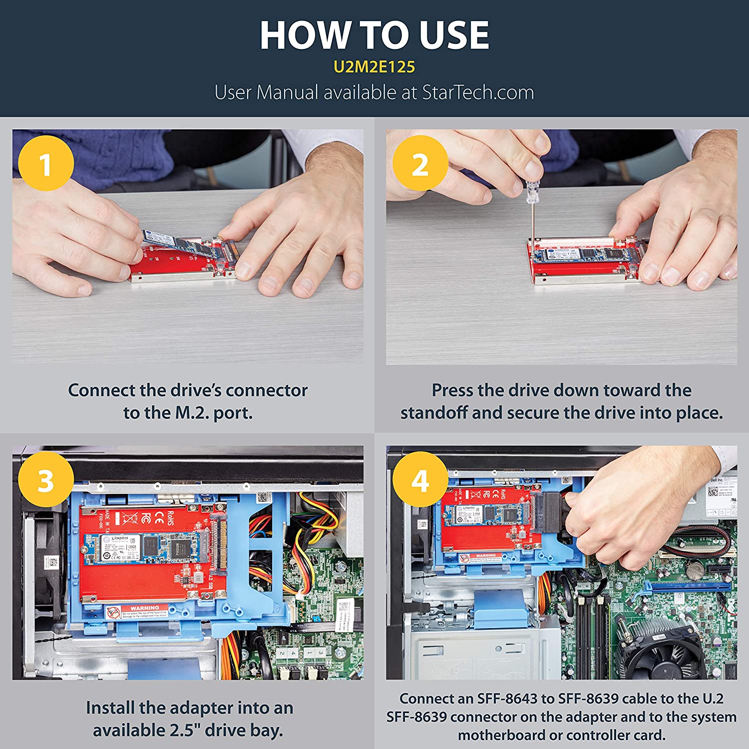 QDA-UMP, Use an M.2 PCIe NVMe SSD in a U.2 PCIe NVMe SSD drive bay for PC  and NAS