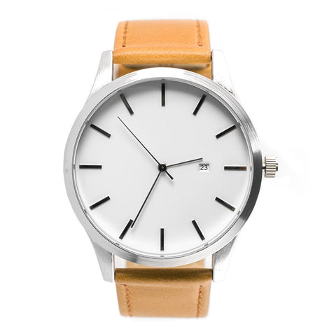 Rose Gold Watch for Men - Minimalist Black Face - Black Leather Strap