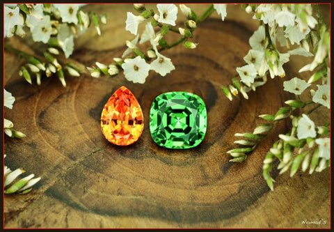 A set of some of my favourite gems: a Mandarin Garnet and a delicious Minty Tsavorite