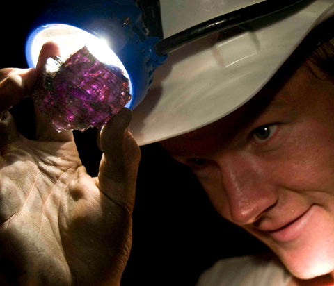 Here is Robert inspecting a natural piece of Tanzanite in the depth of Tanzanite Block C