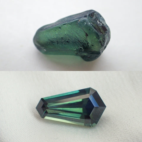 Example of Australian Sapphire "Before and After" cut