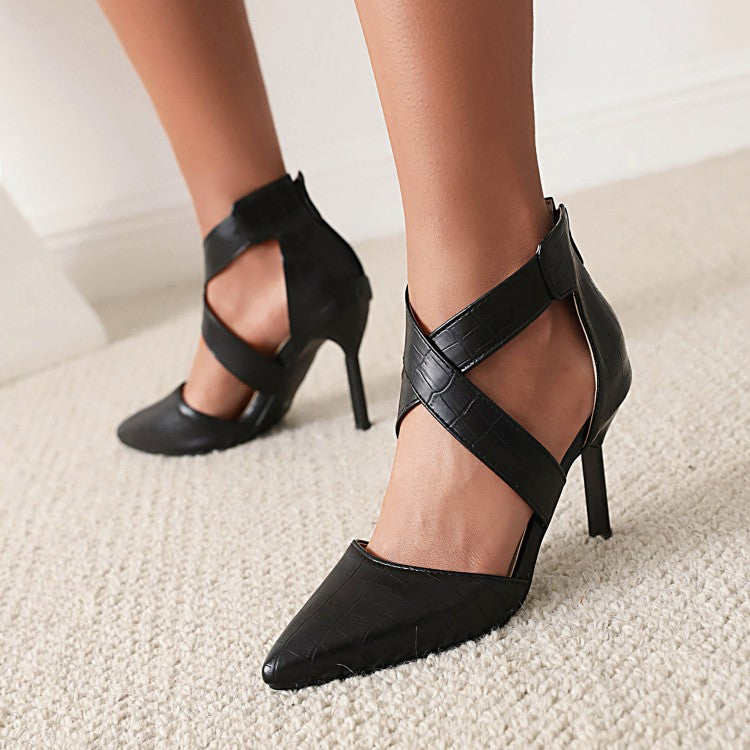 Women's Pointed Toe Crossed Straps Stiletto Heel Sandals