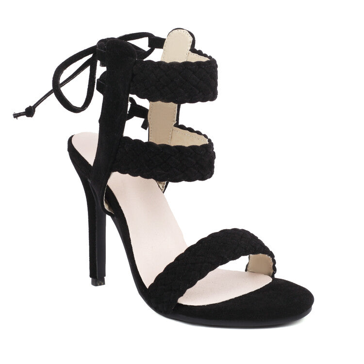 Women's Tied Straps Knot Stiletto Heel Sandals