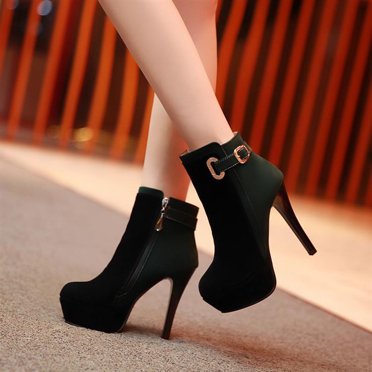 Velvet High Heels Platform Short Boots Plus Size Women Shoes 1183 – meetfun