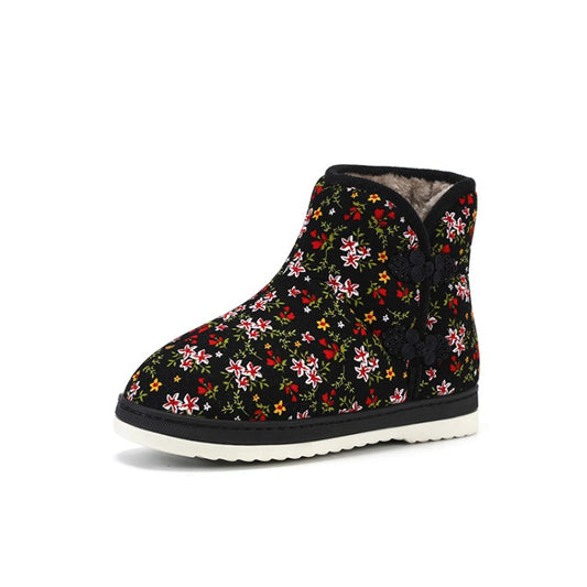 Women's Winter Floral Printed Short Snow Boots