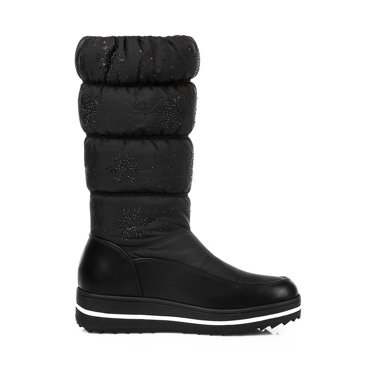 Women's Heels Water Proof Winter Down Mid Calf Snow Boots