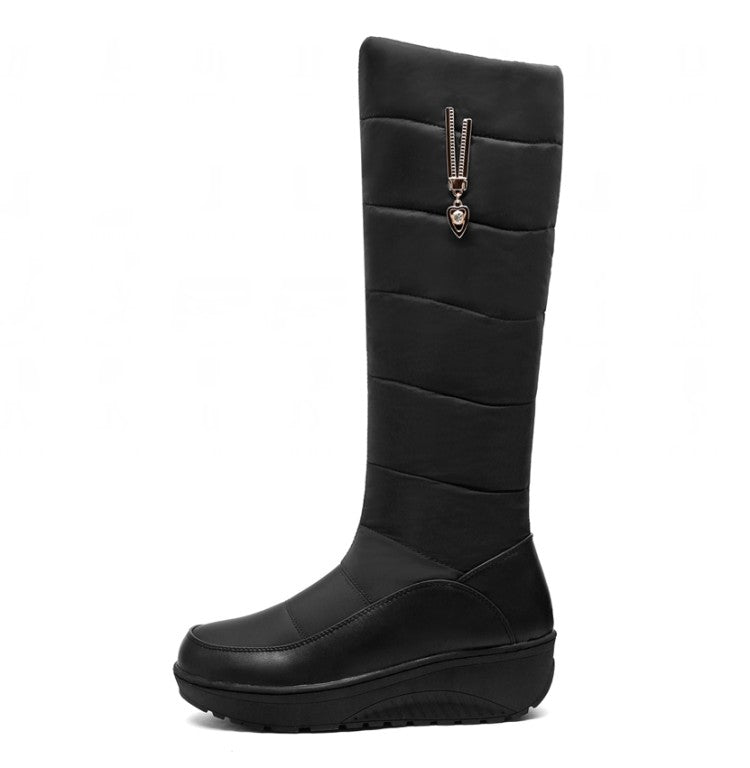 Women's Wedge Heels Down Tall Boots for Winter