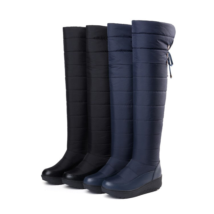Women's Waterproof Wedge Heels Down Tall Boots for Winter
