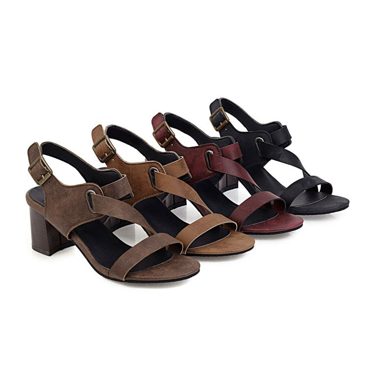 Women's's High Heeled Buckle Belt Block Heels Sandals