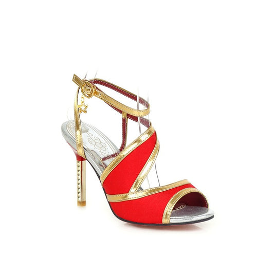 Women's's Solid Color Buckle Strap Stiletto Heels Sandals