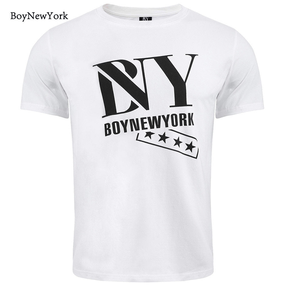 BoyNewYork Star Letter Printing Short Sleeves T-shirt 8853