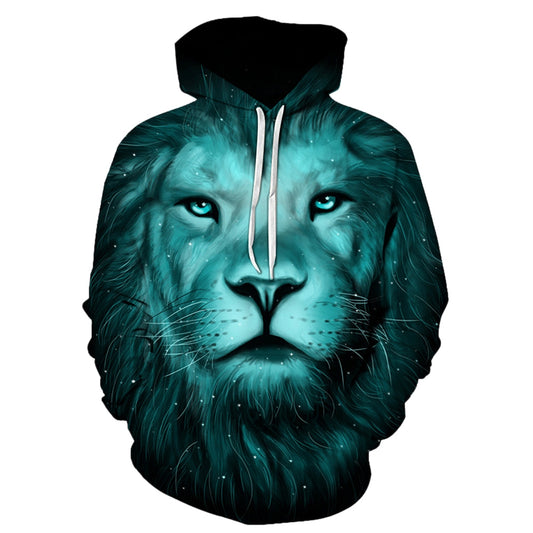 3D Lion Galaxy Print Pullover Hoodie 1026