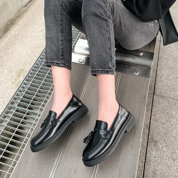 Women's Tassel Platform Slip on Flats Shoes