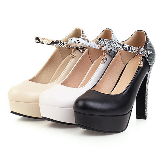 Women's Ankle Strap High Heels Platform Pumps