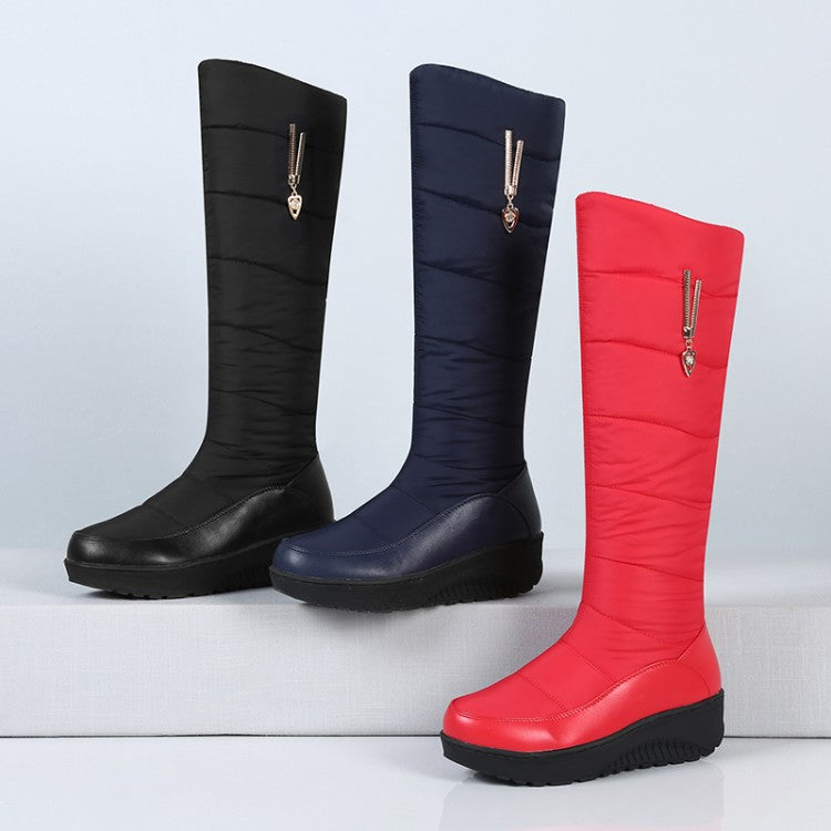 Women's Wedge Heels Down Tall Boots for Winter