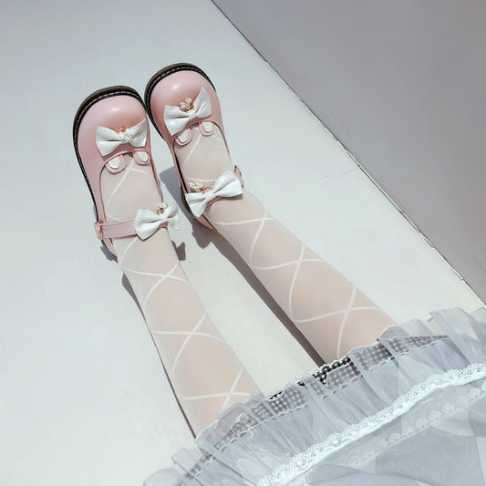 Women's Lolita Bow Tie Ankle Strap Flats Shoes