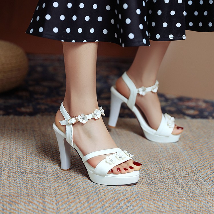 Women's Ankle Strap Flora High Heel Platform Sandals