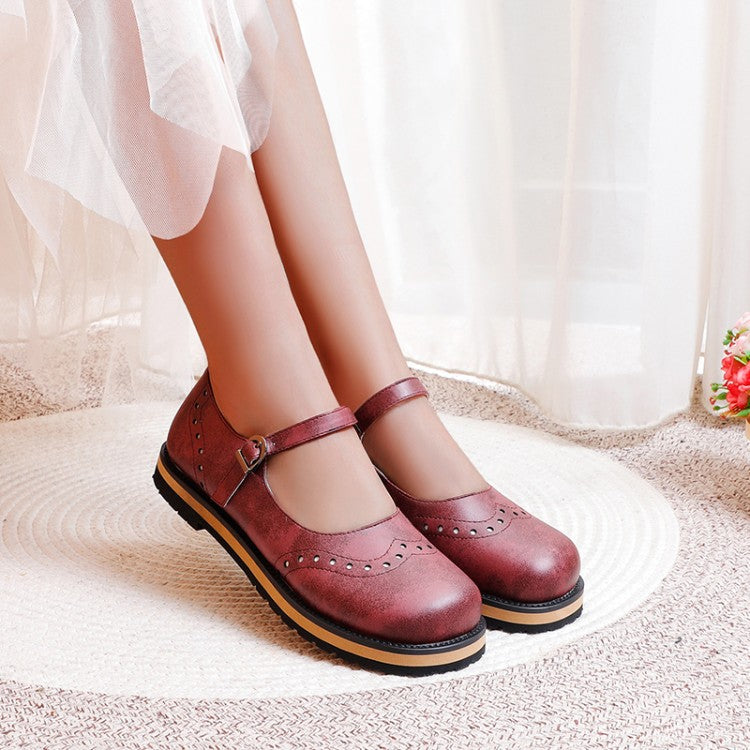 Women's Laser Mary Jane Flats Shoes