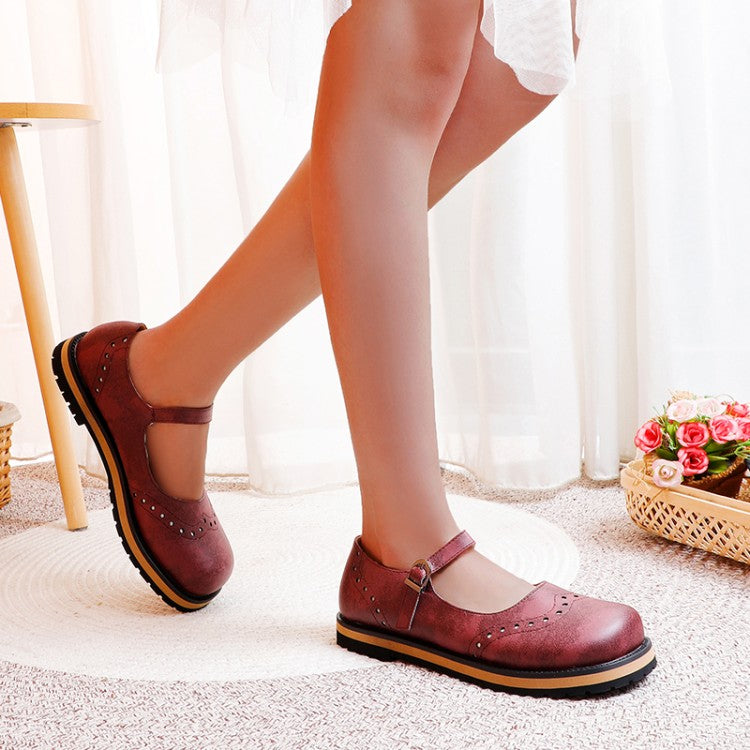 Women's Laser Mary Jane Flats Shoes