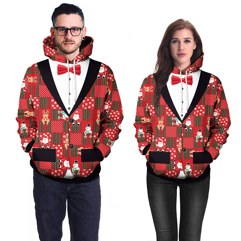 Couple Christmas Long-sleeved Pullover Hooded Sweater