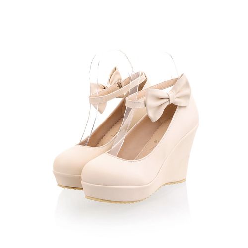 Ankle Strap Bow Tie Women Platform Wedge Shoes Woman