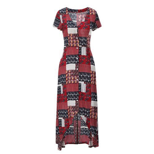 Print Irregularity Mid Long Wrap Dress Women's Dresses