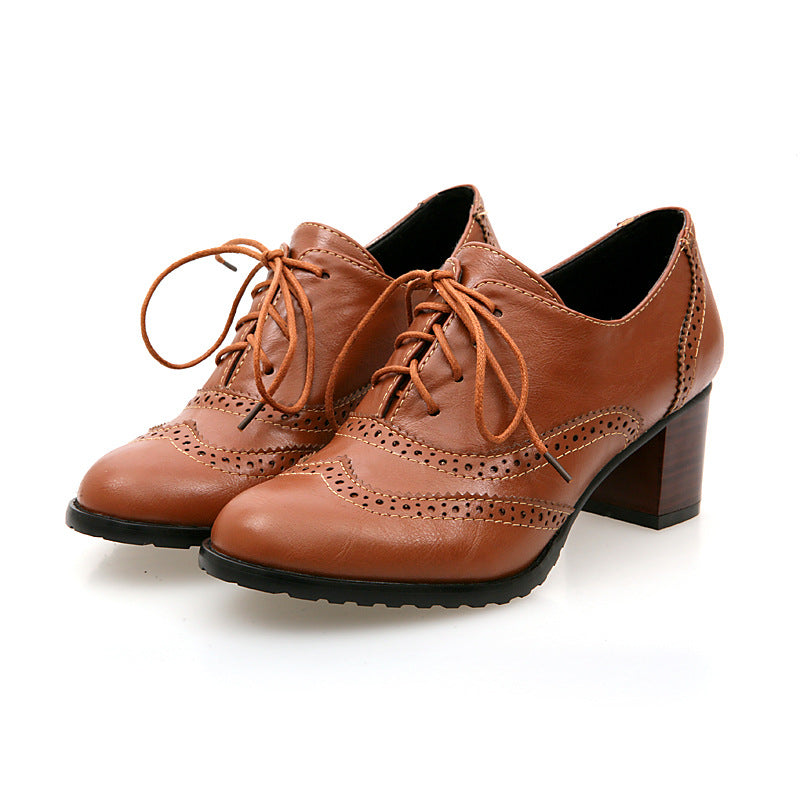 Lace Up Women Oxford Mid Heels Shoes 1947 – meetfun